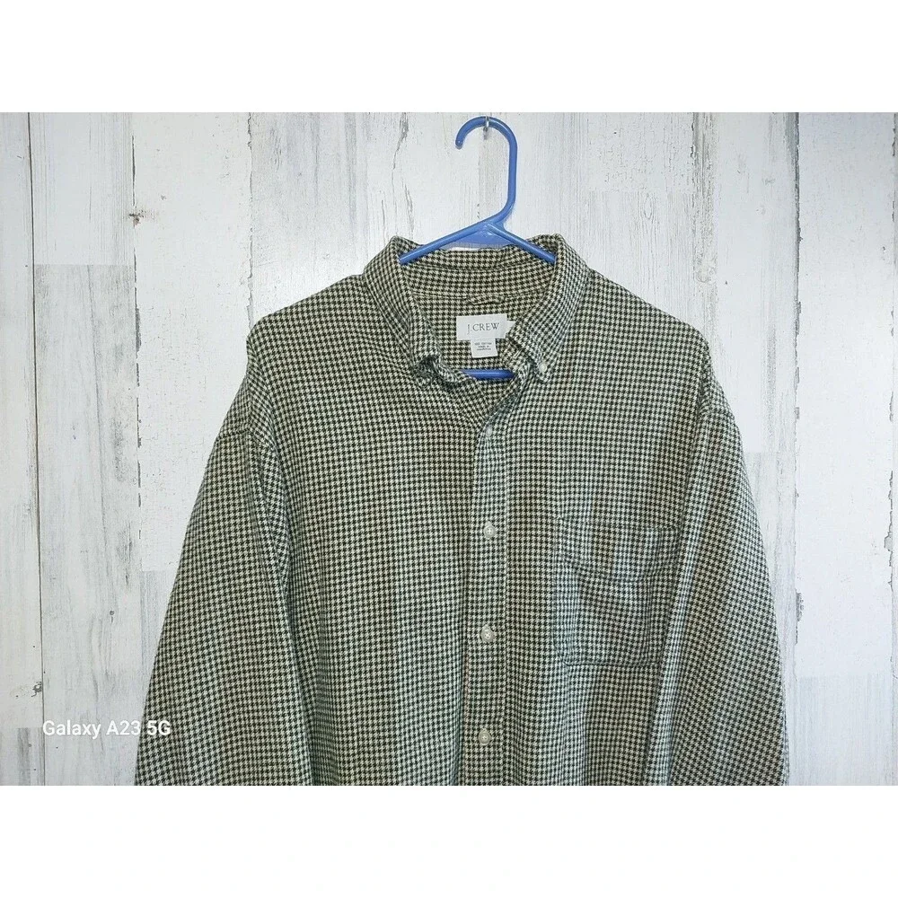 J.Crew Houndstooth Flannel Shirt Mens Size Large